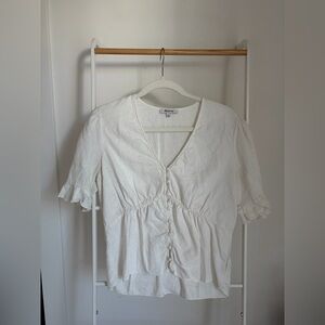 Madewell Cream V-Neck Button-Front Blouse - Festival Stagecoach Coachella